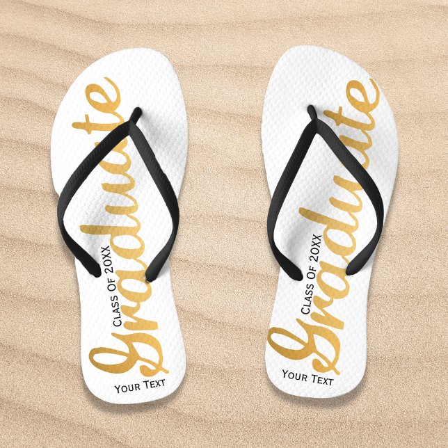 Chic Gold Foil Trendy Graduation Class of 2018 Jandals (Creator Uploaded)