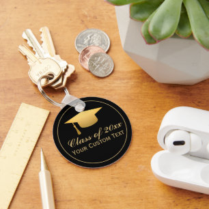 Chic Gold Foil Trendy Graduation Class of 20XX Key Ring