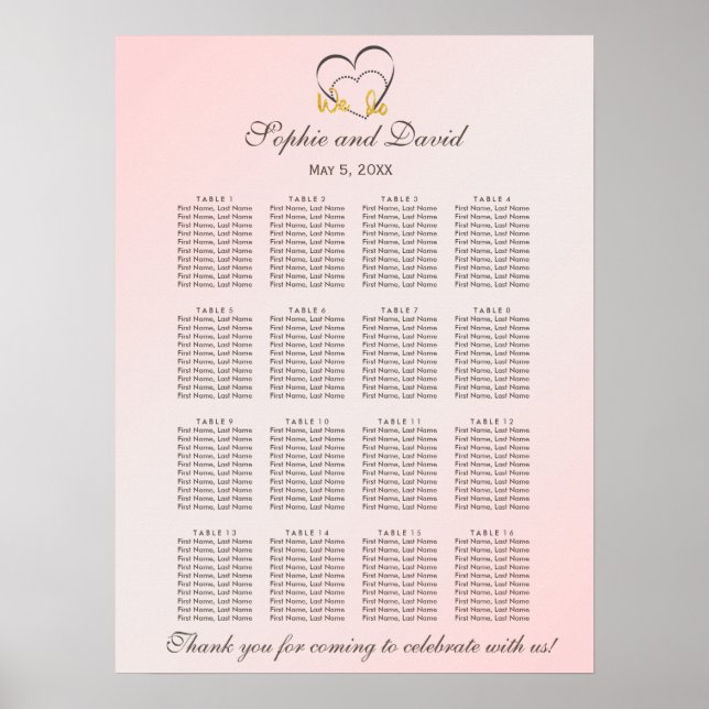 Chic Gold Foil “We do” Wedding Seating Chart (Front)