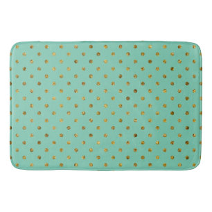 Chic Gold Glam and Mint Dots Bath Mat