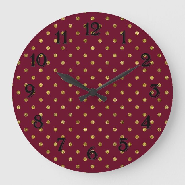 Chic Gold Glam and Pink Dots Large Clock (Front)