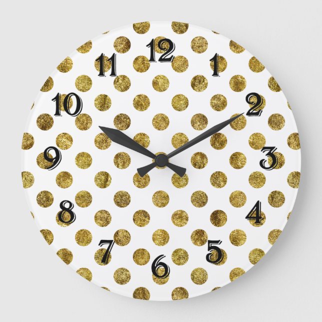 Chic Gold Glam Dots Large Clock (Front)