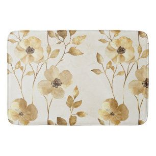 Chic Gold Glam Flowers Bath Mat