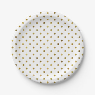 Chic Gold Glam Polka Dots Paper Plate
