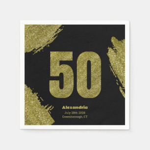 Chic Gold Glitter 50th Birthday Party Napkin