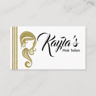 Chic Gold Glitter Beauty Girl Hair & Makeup Salon Business Card