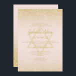 Chic gold glitter blush pink script Bat Mitzvah Invitation<br><div class="desc">Chic gold typography and gold glitter ombre blush pink Bat Mitzvah party  invitation. The pastel pink background is fully customisable. Add your Hebrew name.</div>