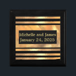 Chic Gold Glitter Brushed Metal Monogram Black  Gift Box<br><div class="desc">Chic Gold Glitter Brushed Metal Monogram Gift boxes. Add a touch of glitter and glam to your party with this elegant personalised Gift boxes . This chic design template features a large than script monogram and your name in white to personalise on a background of faux gold brushed metallic texture....</div>