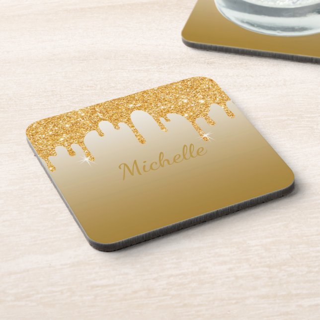 Chic Gold Glitter  Coaster (Left Side)