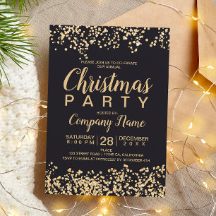 Chic gold glitter grey corporate Christmas party Invitation