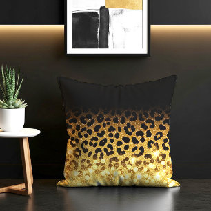 Chic Gold Glitter Leopard Print Pattern Cushion