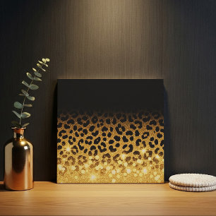 Chic Gold Glitter Leopard Print Pattern Tile