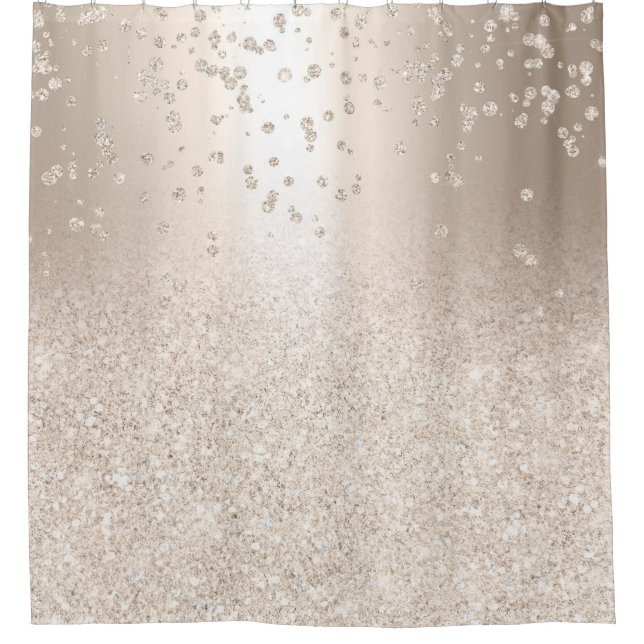 Chic gold glitter ombre metallic sparkles confetti shower curtain (Front)