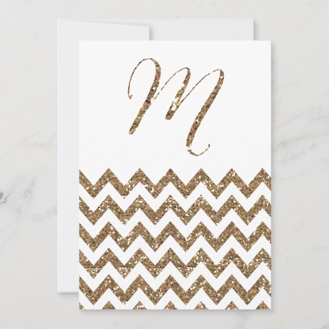 CHIC GOLD GLITTER PRINT WEDDING INVITATION (Front)