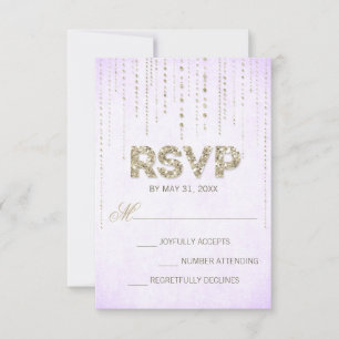 Chic Gold Glitter & Purple  RSVP Card