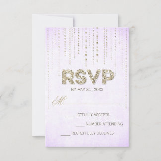 Chic Gold Glitter & Purple RSVP Card