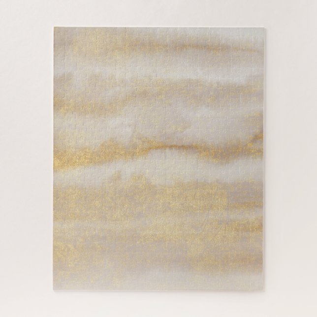 Chic Gold Glitter Purple Watercolor Pattern Jigsaw Puzzle (Vertical)