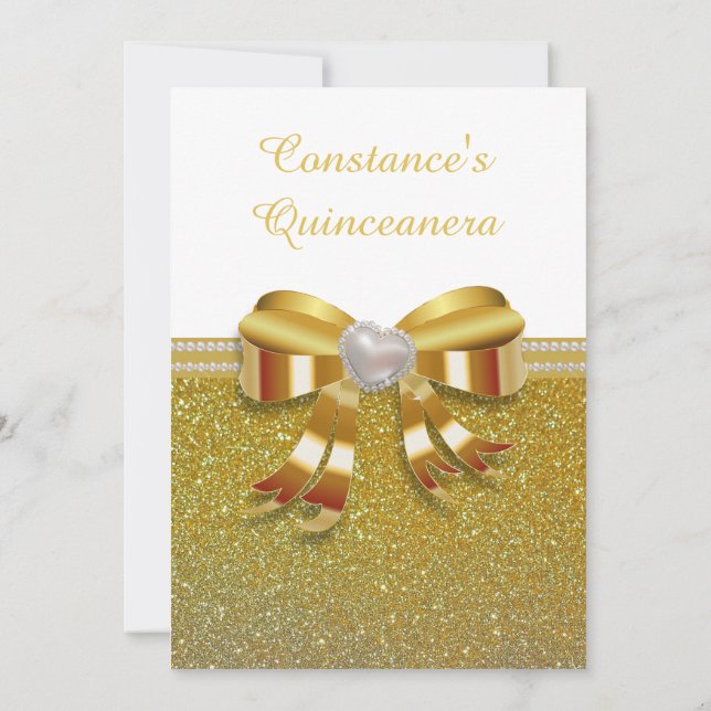 Chic Gold Glitter Quinceanera Invitation (Back)