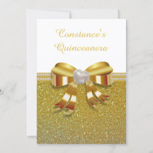 Chic Gold Glitter Quinceanera Invitation