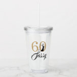 Chic Gold Glitter Sixty Sassy 60th Birthday Acrylic Tumbler<br><div class="desc">Fabulous 60th birthday tumbler with the text sixty and sassy in gold glitter and chic script calligraphy with an elegant retro vibe. Exclusively designed by Happy Dolphin Studio. If you need any help or matching products, please contact us at happydolphinstudio@outlook.com. We're happy to celebrate 60 years and help you make...</div>