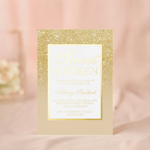 Chic gold glitter sparkles ombre Sweet 16