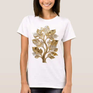 Chic Gold GOLDEN TREE Artistic Motif T-Shirt