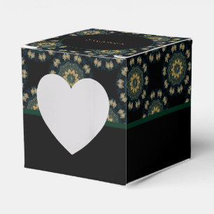 Chic Gold & Green Asian Style Heart 2 Favour Box