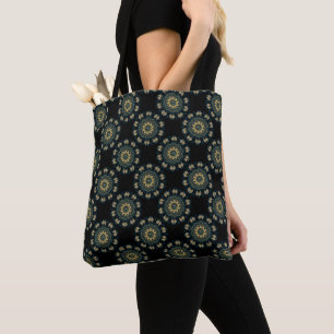 Chic Gold & Green Asian Style Pattern Tote Bag