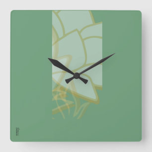 Chic Gold Green White Abstract Square Wall Clock