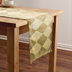 Chic Gold Harlequin Diamond Pattern Short Table Runner