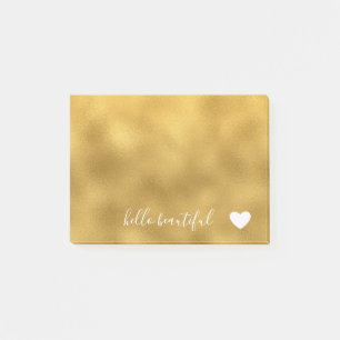 Chic Gold Hello Beautiful Heart Post-it Notes