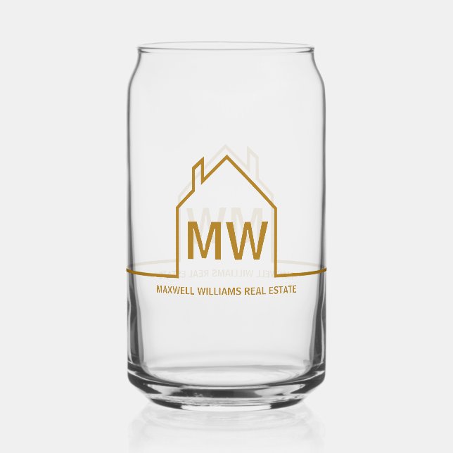 Chic Gold House Real Estate Company Realtor Gift Can Glass (Front)