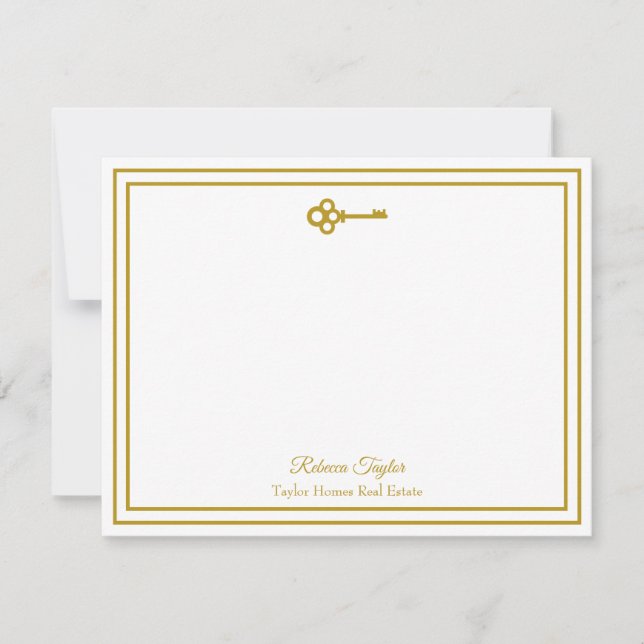 Chic Gold Key Real Estate Company Personalised Card (Front)