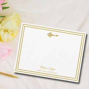 Chic Gold Key Real Estate Company Personalised Card