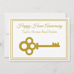 Chic Gold Key Real Estate Happy Home Anniversary Card