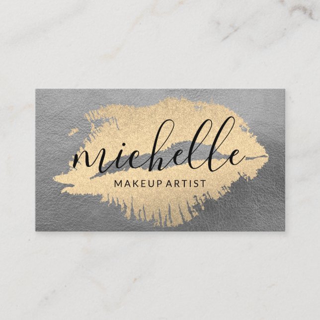 Chic Gold Kiss Business Card (Front)