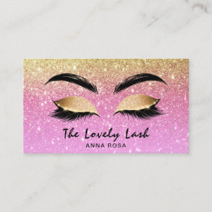 *~* Chic Gold Lavender Lashes Extensions Brows Business Card