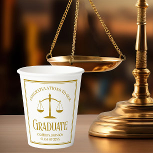 Chic Gold Law School Custom Graduation Party Paper Cups