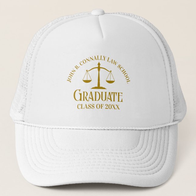 Chic Gold Law School Graduate Trucker Hat (Front)