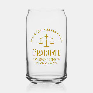 Chic Gold Law School Graduation Keepsake Can Glass