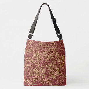 Chic Gold Leaf Burgundy Classic Pattern Crossbody Bag