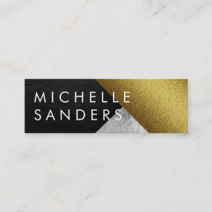Chic Gold Leather Glass Modern Art Mini Business Card
