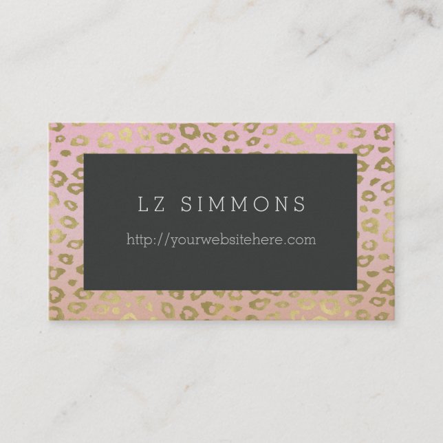 Chic Gold Leopard Print Business Card (Front)