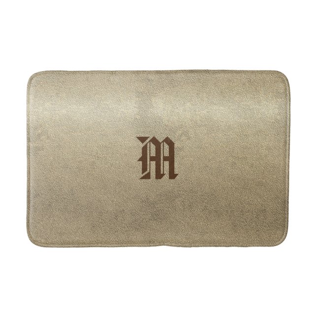 Chic Gold Look Custom Monogram Bath Mat (Front)