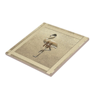 Chic Gold Look Glossy Flamingo Monogram Coaster