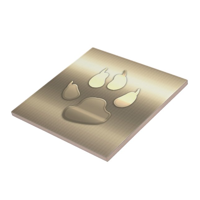 Chic Gold Look Look Dog Pet Ceramic Tile (Side)
