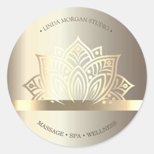 Chic Gold Lotus Flower Yoga  Classic Round Sticker