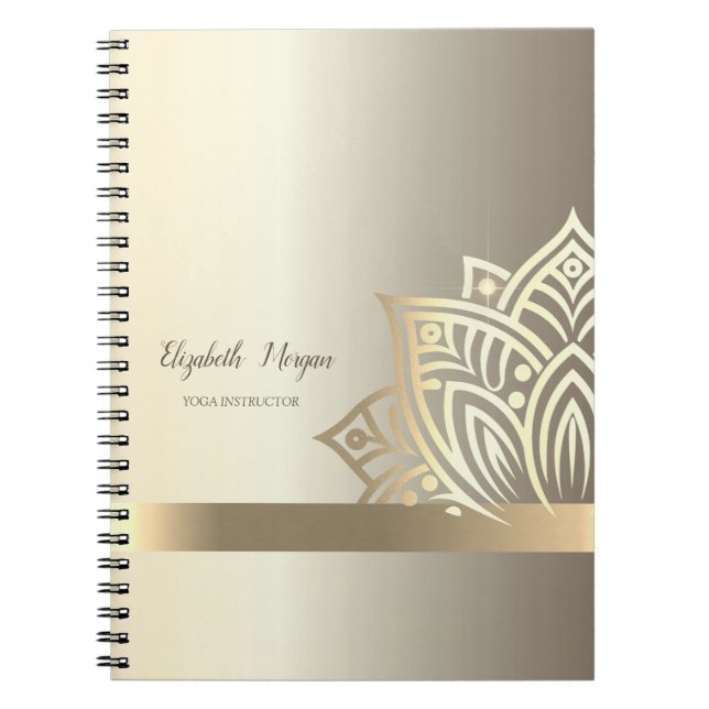Chic Gold Lotus Flower Yoga  Notebook (Front)