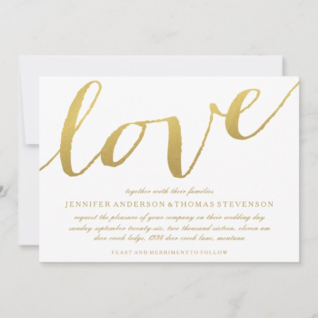 CHIC GOLD LOVE WEDDING INVITATION (Front)