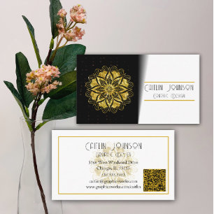 Chic Gold Mandala Graphic Designer/Generic QR Code Business Card